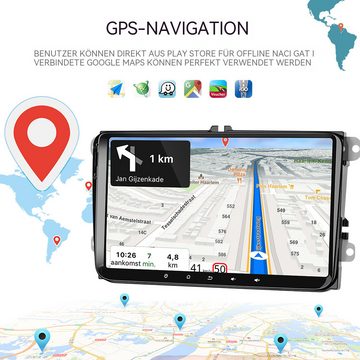 Hikity Android 9 Zoll kapazitiver Touchscreen HD GPS Bluetooth für VW Autoradio (fm, Carplay und Android Auto)