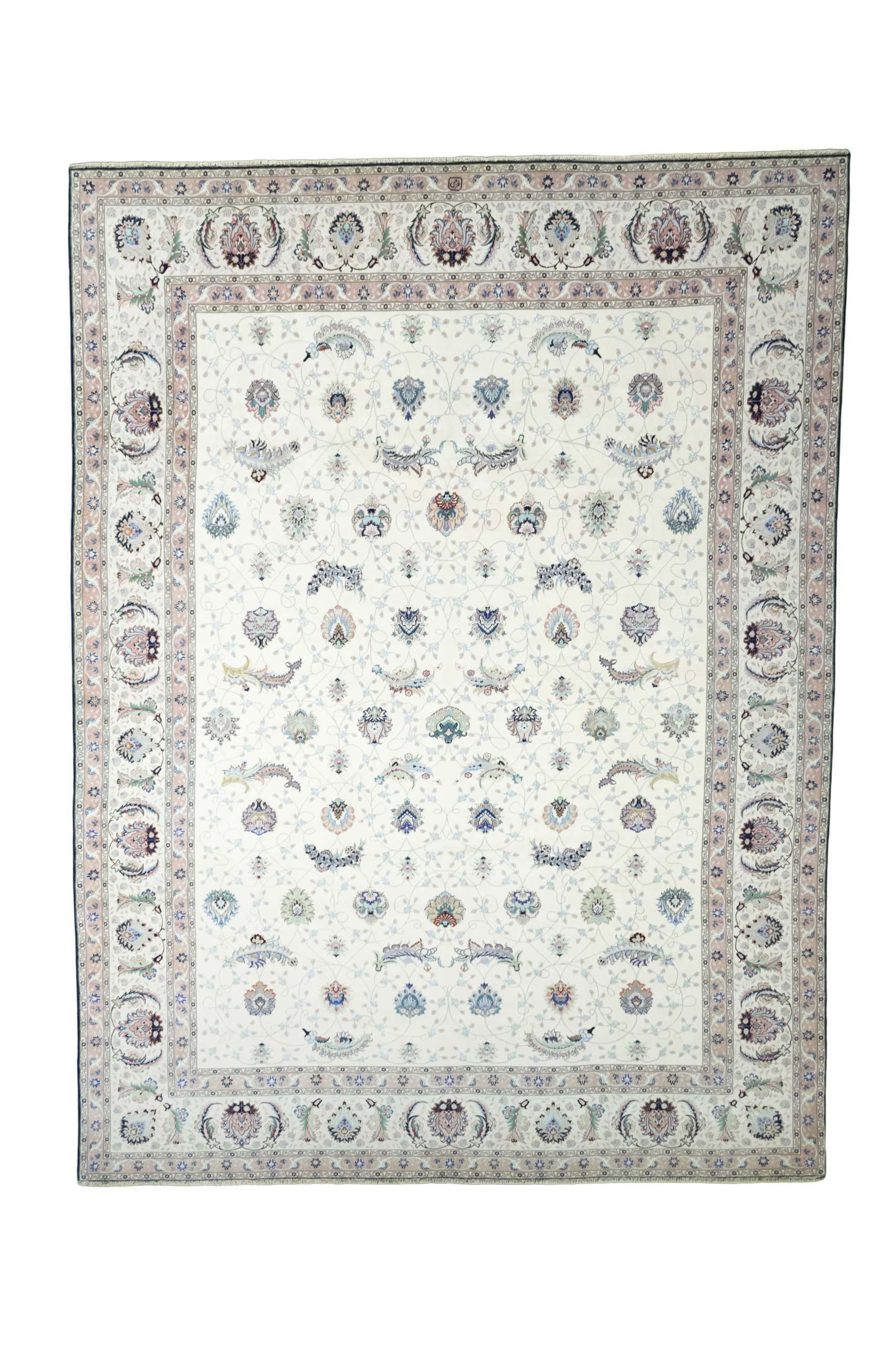 CABBEL Orientteppich 395x298 cm Perser Täbriz Beige Korkwolle Handgeknüpft Klassisch Unikat, rechteckig, Höhe: 7 mm, 100% Korkwolle – robust, langlebig, hohe Knüpfdichte
