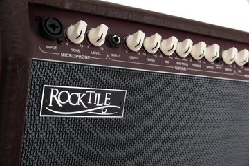 Rocktile AA-60 Eric Akustikverstärker Verstärker (Anzahl Kanäle: 2 (Mikrofon und Gitarre), 60 W, Comboverstärker - 5-Band EQ - Reverb-Effekt für Gesang und Gitarre)