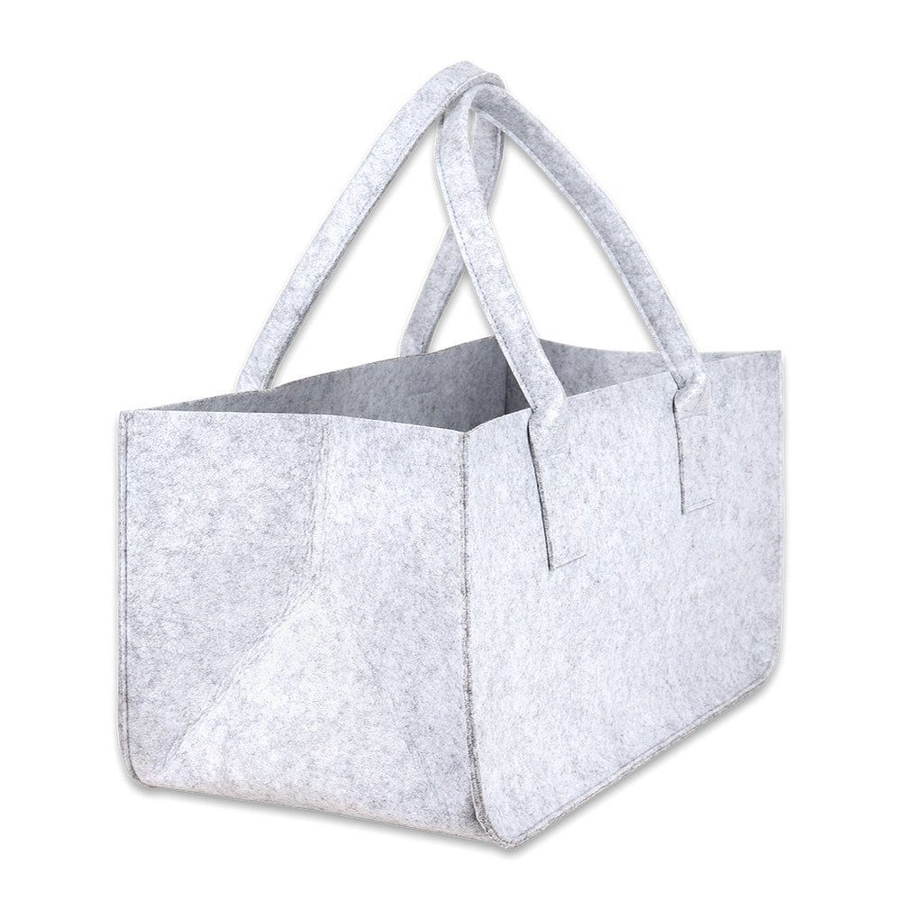 Henkeltasche Schramm® 1 oder 2 Stück Filztasche Tasche aus Filz in hellgrau 50x25x25 cm Kaminholztasche Holzkorb Einkaufstasche Filzkorb Zeitungskorb Shopper Taschen Filztaschen
