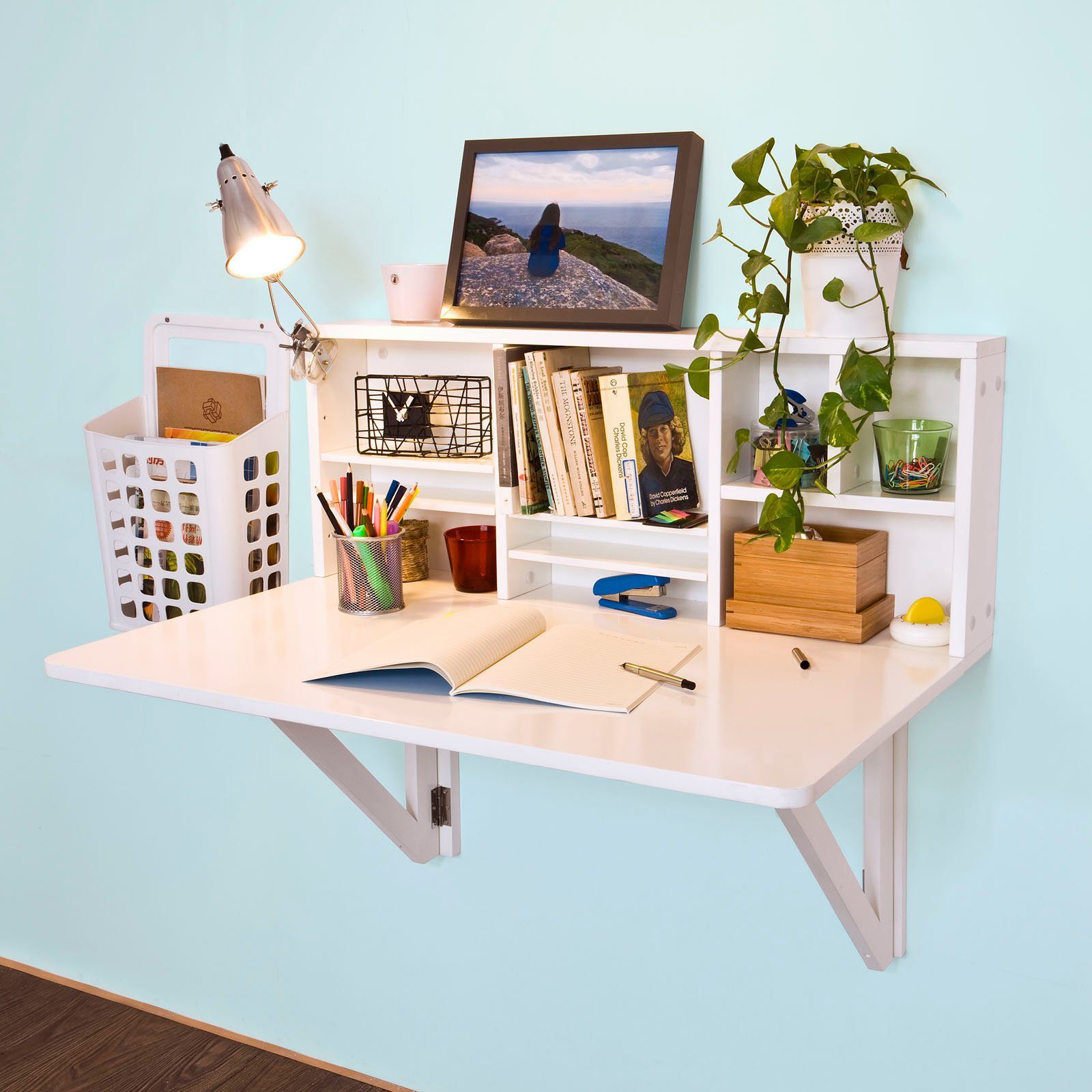 SoBuy Klapptisch »FWT07«, Wandklapptisch mit integriertem Regal Wandschrank Küchentisch Esstisc
