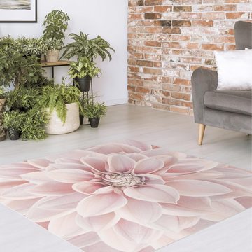 Teppich Vinyl Wohnzimmer Schlafzimmer Flur Küche Blumen modern, Bilderdepot24, quadratisch - rosa glatt, nass wischbar (Küche, Tierhaare) - Saugroboter & Bodenheizung geeignet