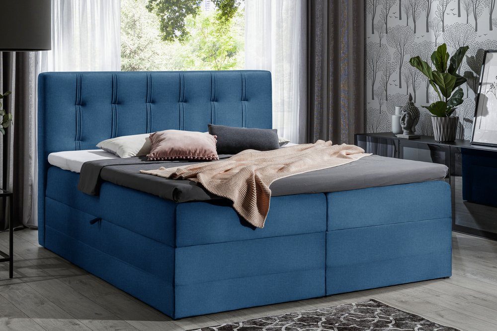 99rooms Boxspringbett Hugo (Schlafzimmerbett, Bett), 120/140/160/180/200, mit Taschenfederkernmatratze, Topper, Bettkasten