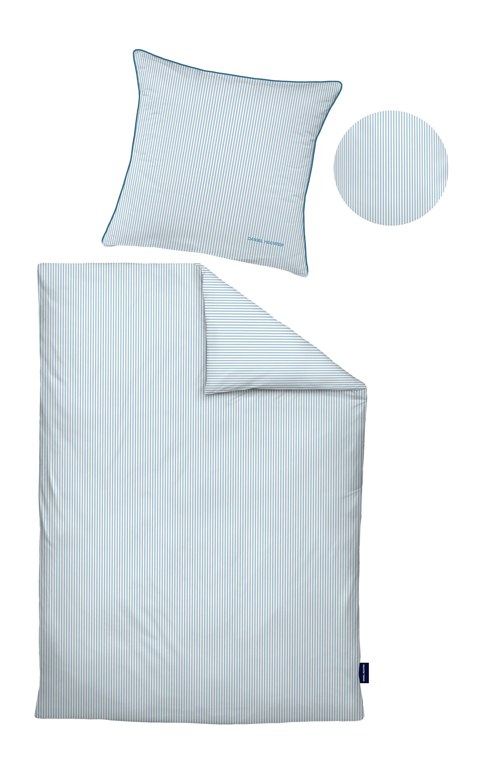 Daniel Hechter Bettwäsche 0061304, Satin, 2 teilig, feiner Glanz+weicher Griff, 100% Baumwolle, Reißverschluss,LOGO+Paspel