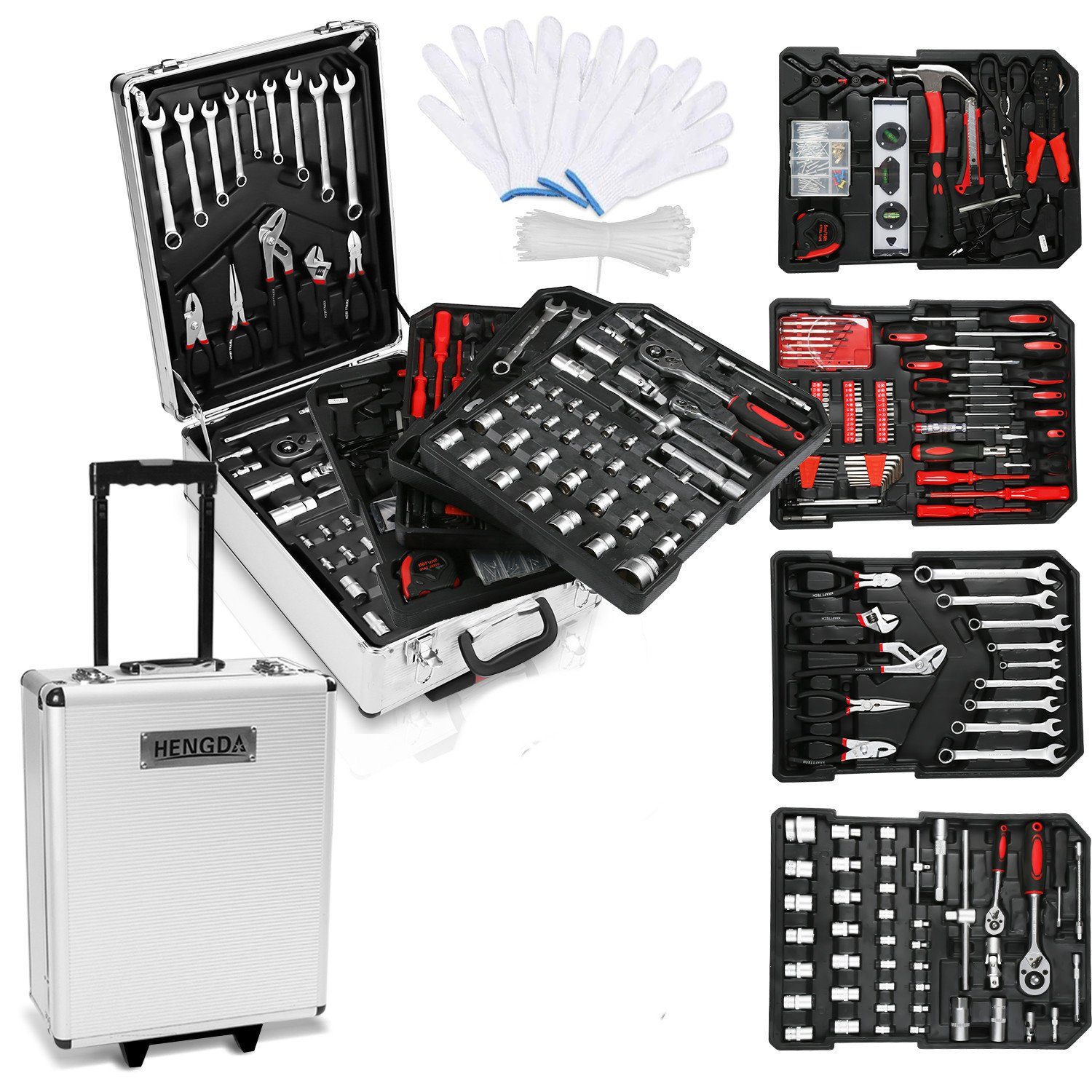 Werkzeugkoffer Werkzeugkoffer Trolley Werkzeugkasten Rollkoffer 1031 tlg.