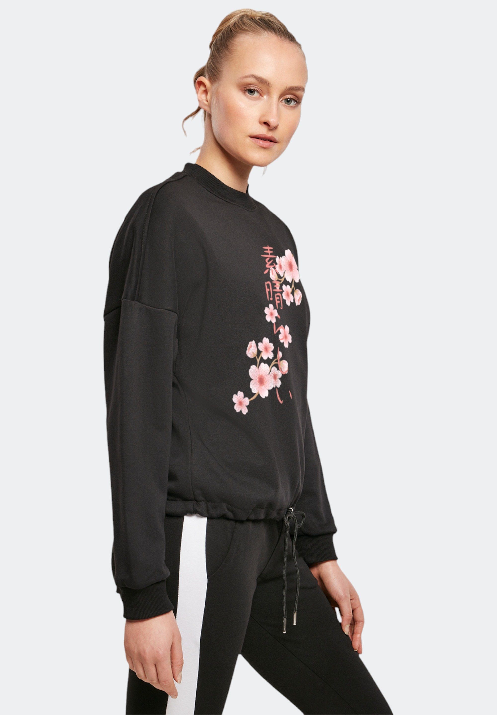 F4NT4STIC Sweatshirt Asien Print schwarz Kirschblüten