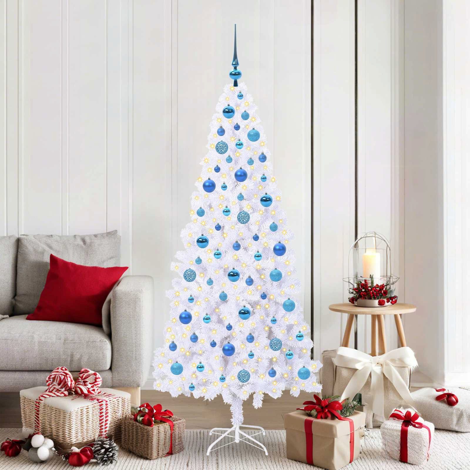 vidaXL Künstlicher Weihnachtsbaum Künstlicher Weihnachtsbaum Weiß 180 cm PVC und Stahl