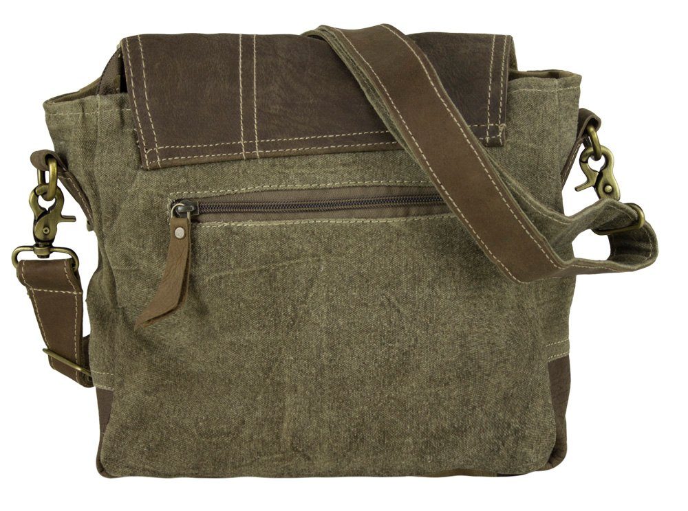 Sunsa Umhängetasche Canvas Vintage Schultertasche Tasche Messenger Tasche, Echt Leder, abnehmbarer Schulterriemen