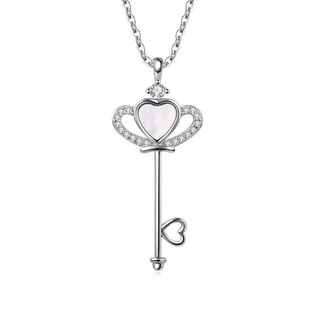 Kette mit Anhänger Halskette großer Schlüssel Anhänger, 925er Silber