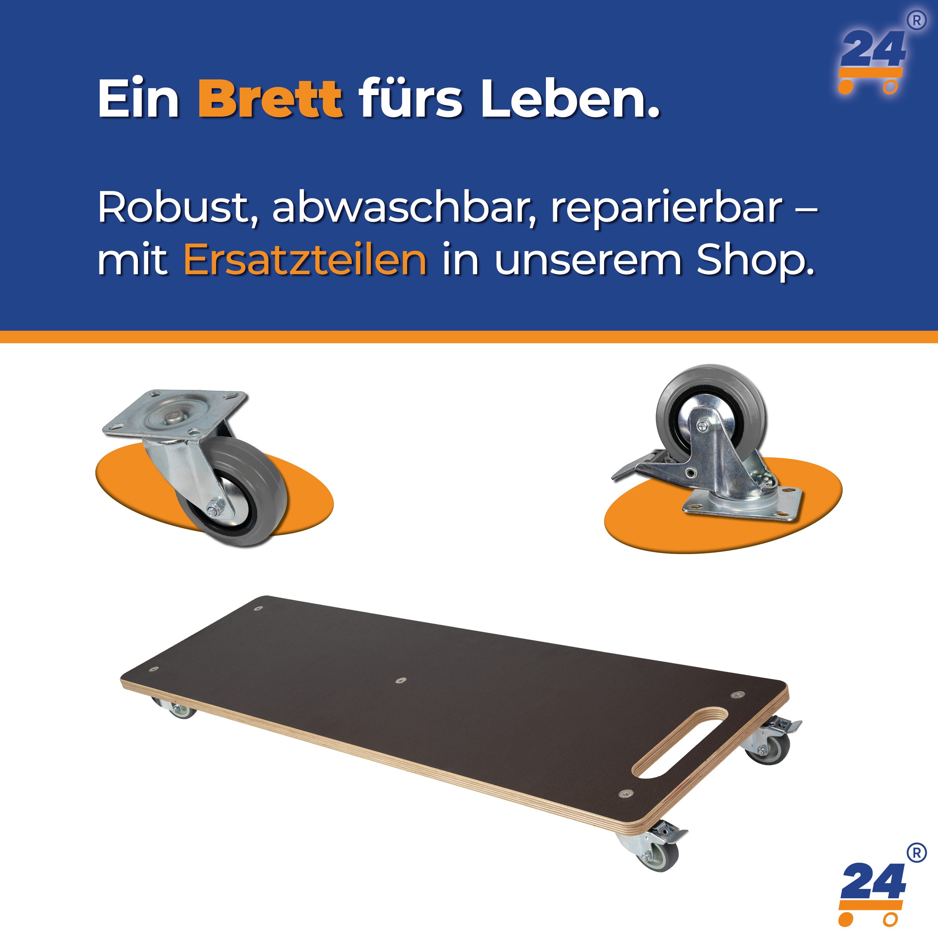 Rollbrett24 Transportroller Lastenmeter 100x30cm - 180kg Traglast, Möbel & Umzug, (4-St., 1 Meter langes Rollbrett für sperrige Gegenstände), praktische Transpo – Bild 5 von 5