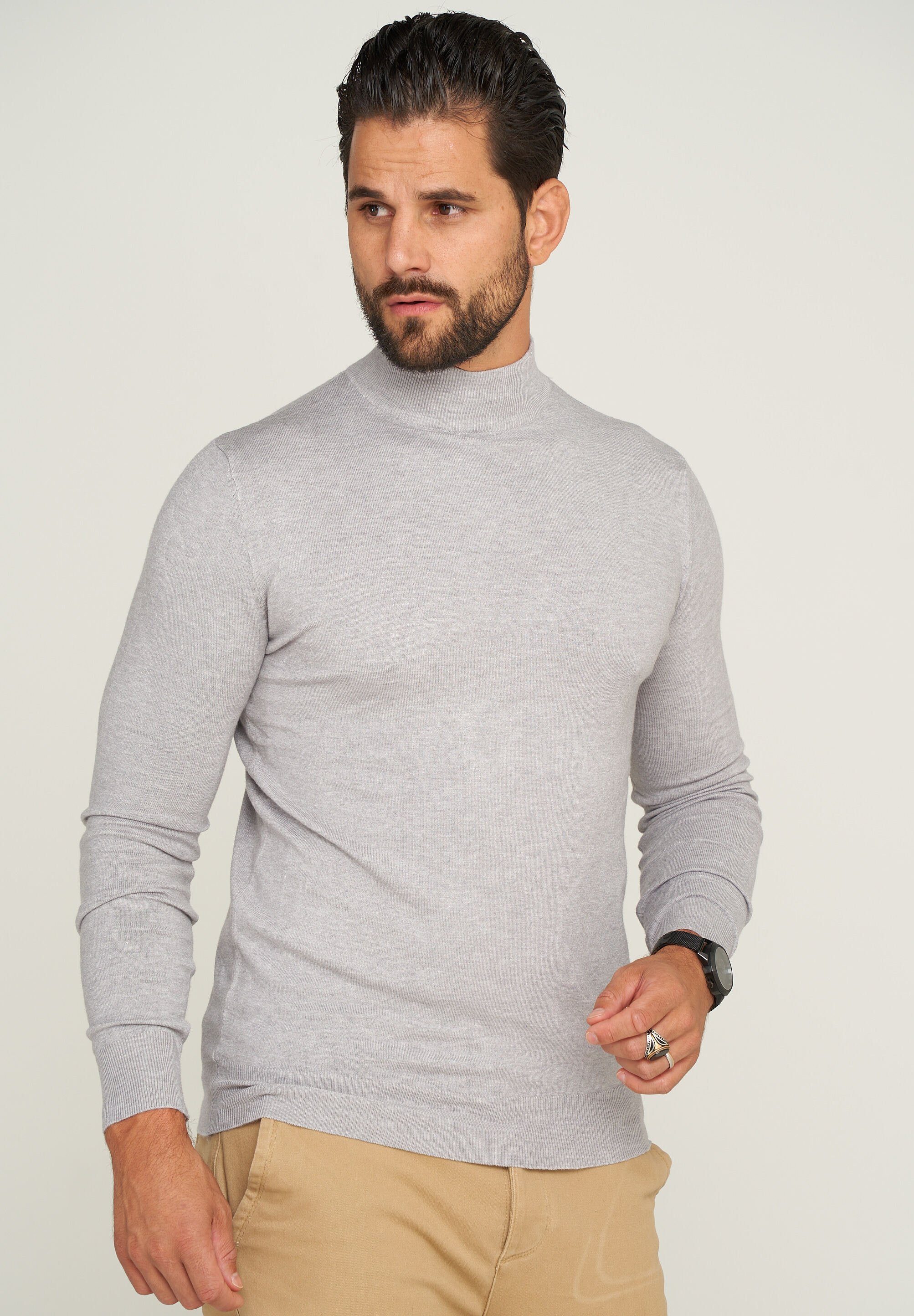 behype Rollkragenpullover BHFLORO Feinstrick Stehkragen-Pullover