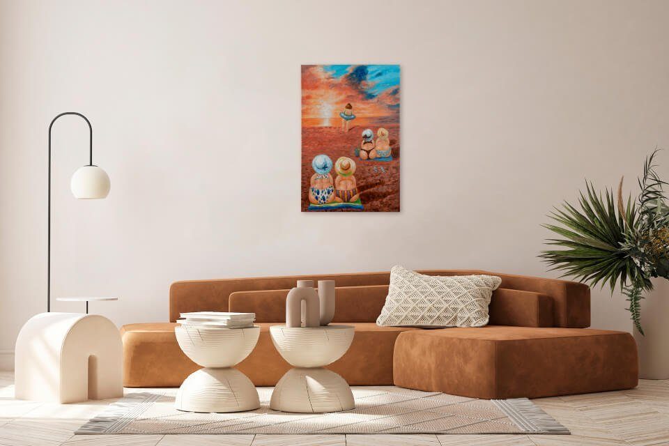 KUNSTLOFT Gemälde Strandurlaubstage Leinwandbild Wandbild Wohnzimmer HANDGEMALT cm, 60x90 100