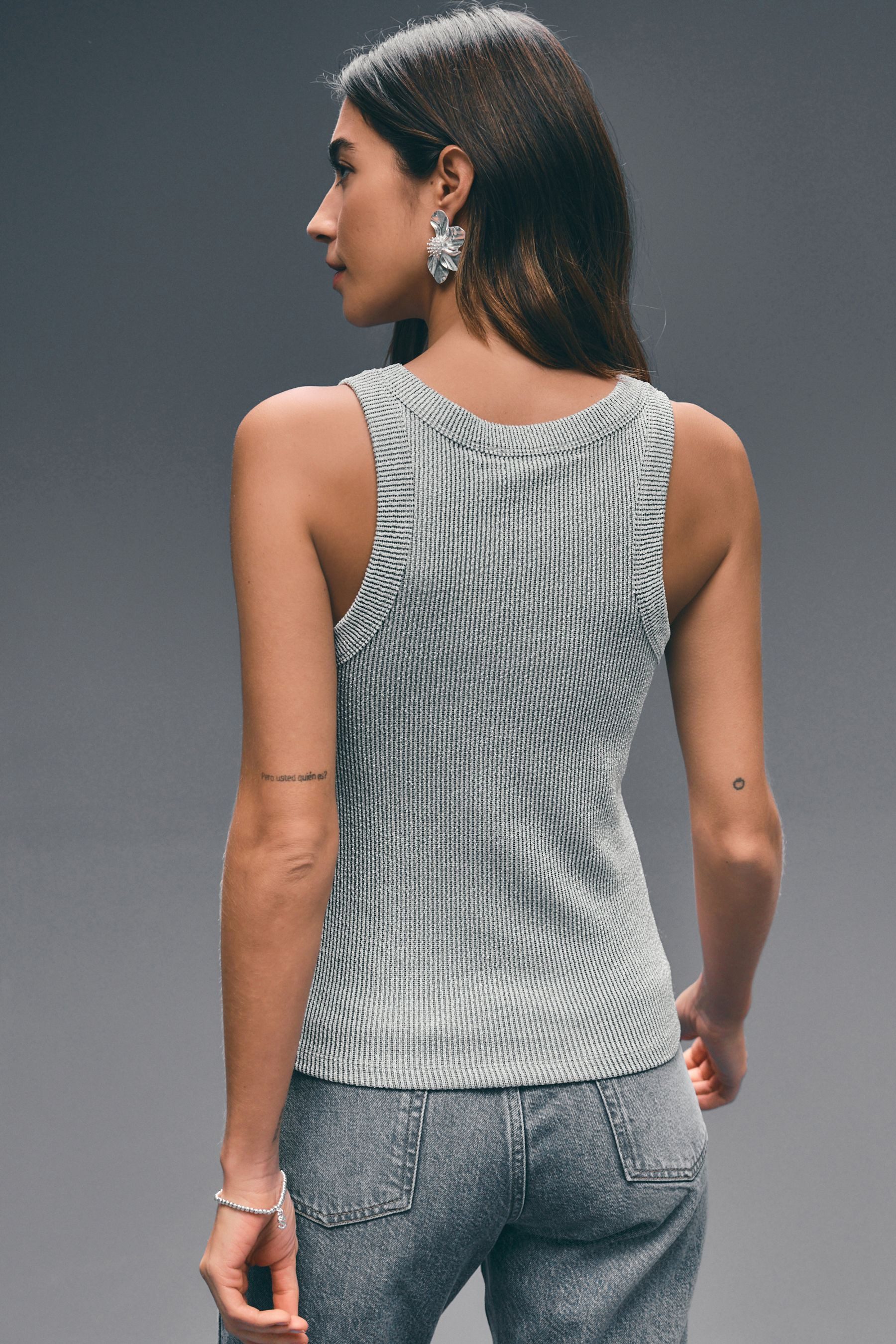 Next Trägertop Geripptes Metallic-Tanktop mit Racerback günstig online kaufen