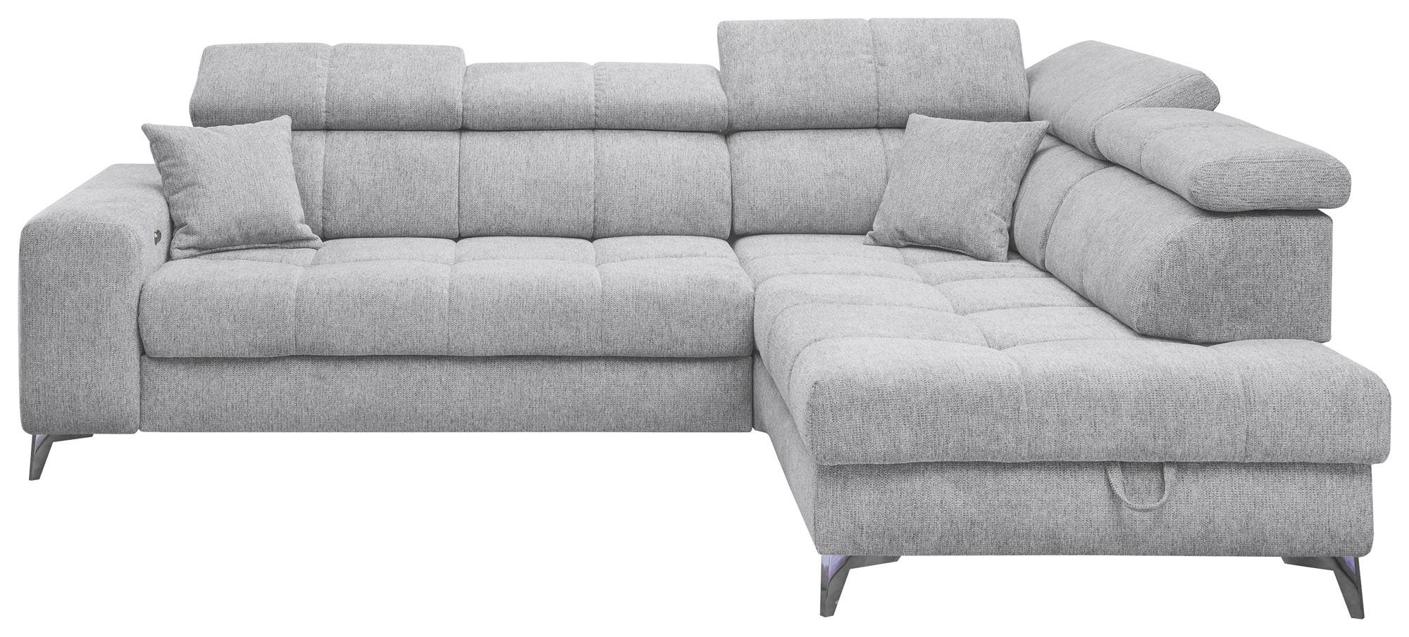 ED EXCITING DESIGN Ecksofa Sydney L-Form mit Bettfunktion, Bettkasten, Kopfteilverstellung, motorischer Sitztiefenverstellung, USB-Port & 2 Zierkissen