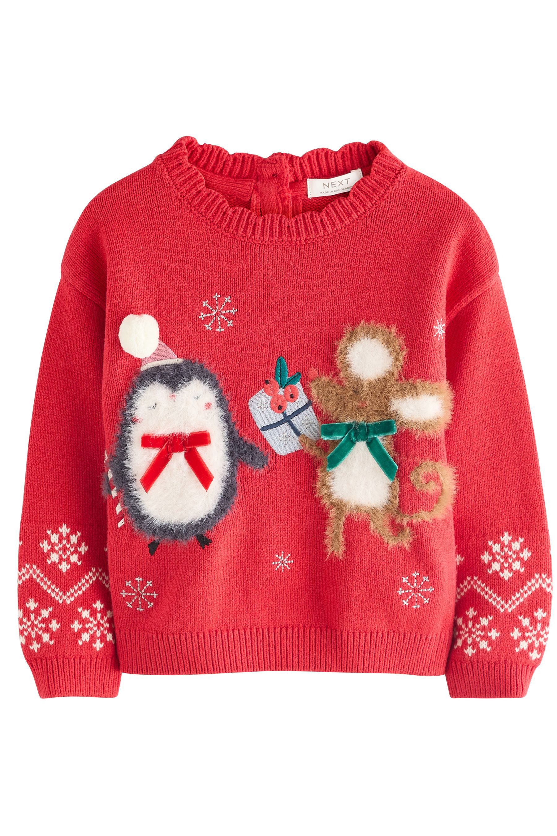 Next Strickpullover Pullover mit Weihnachtsfiguren (1-tlg)