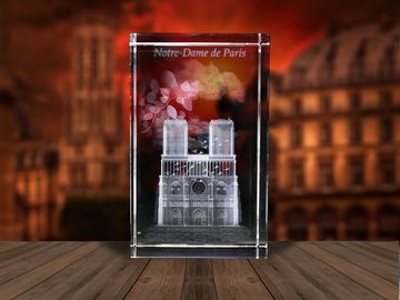 VIP-LASER Dekofigur 3D Glasquader Notre Dame von Paris, Hochwertige Geschenkbox, Made in Germany, Familienbetrieb