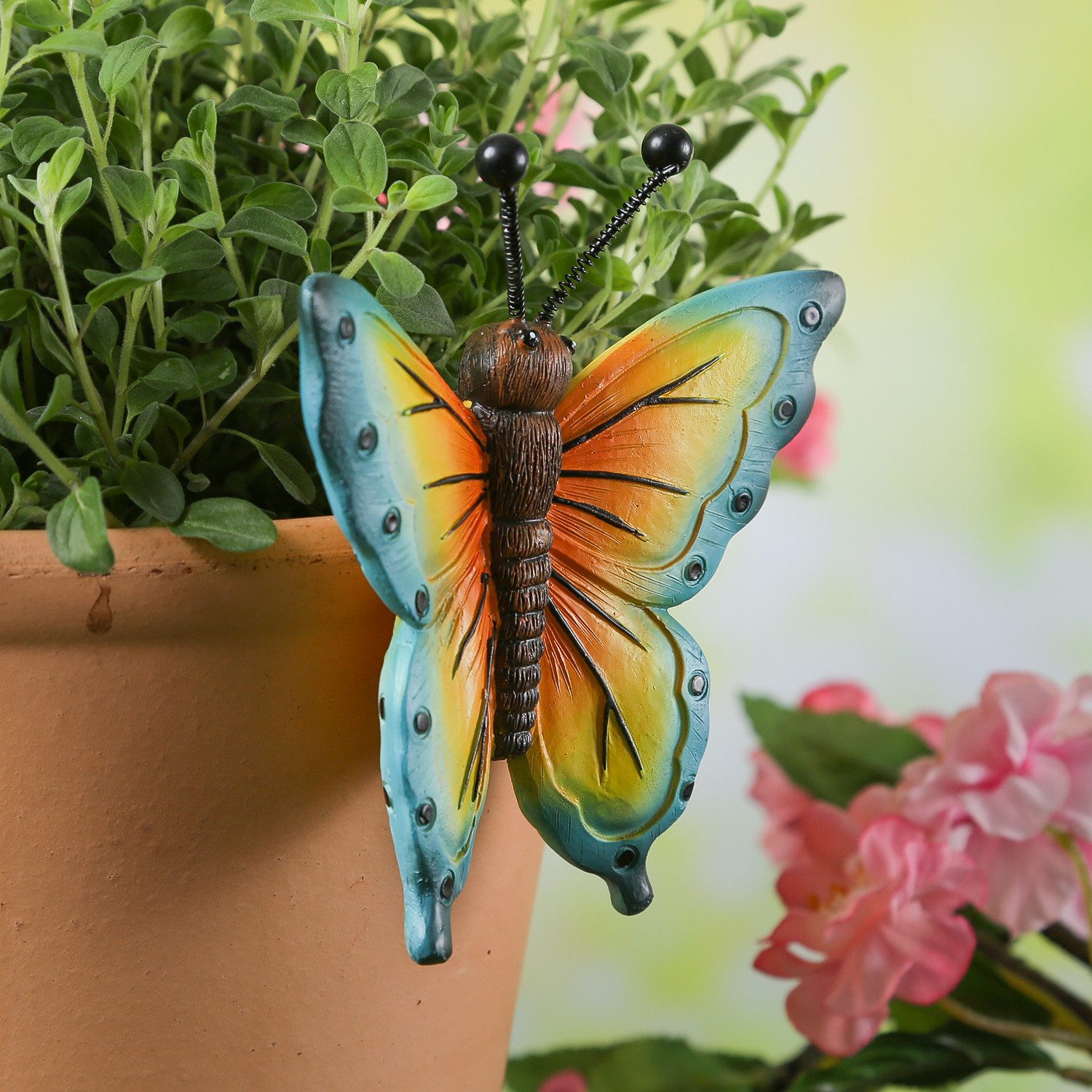 MARELIDA Tierfigur Blumentopfhänger Schmetterling Dekofigur Topfhänger Gartenfigur 11cm (1 St) – Bild 4 von 5
