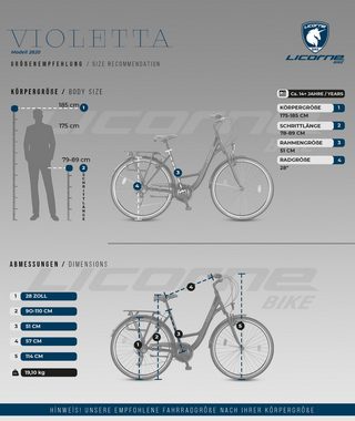 Licorne Bike Cityrad Licorne Bike Violetta Premium City Bike in 28 Zoll - Fahrrad