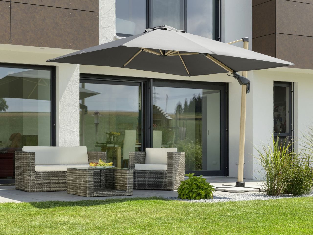 Schneider Schirme Ampelschirm Schneider Sonnenschirm Rhodos Twist Woody