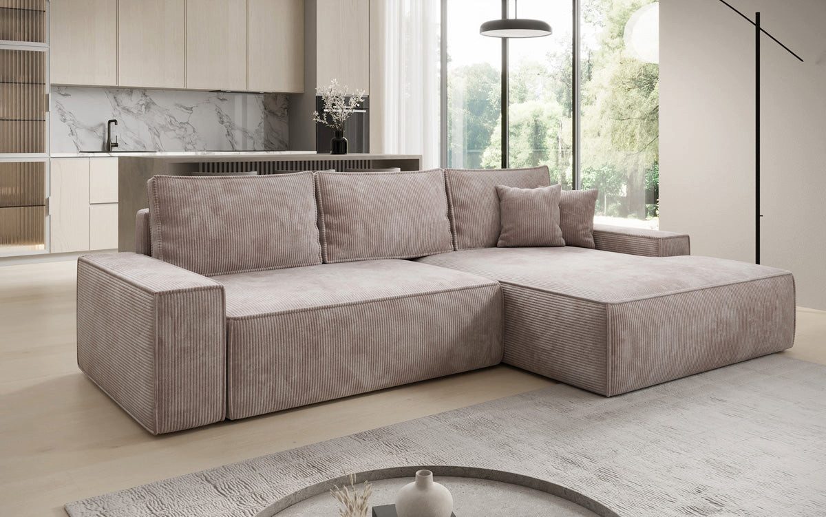 Luxusbetten24 Schlafsofa Designer Sofa Verona mit breiter Ottomane, mit Schlaffunktion und Stauraum – Bild 2 von 4