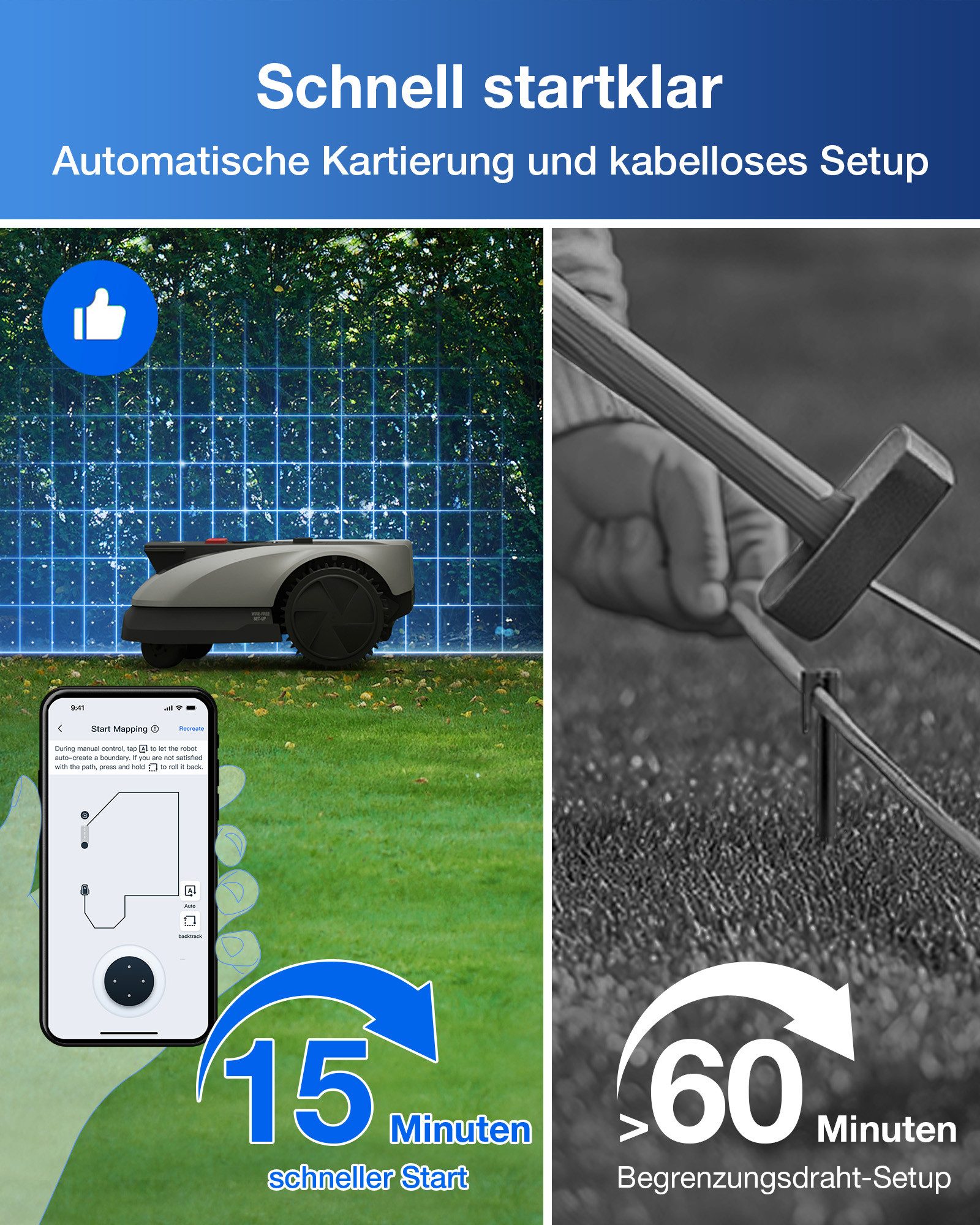 ECOVACS Rasenmähroboter GOAT O600 RTK, bis 600 m² Rasenfläche, (Mäheffizienz von 100 m²/h), mit präziser RTK-Navigation und KI-Kamera zur Hindernisvermeidung