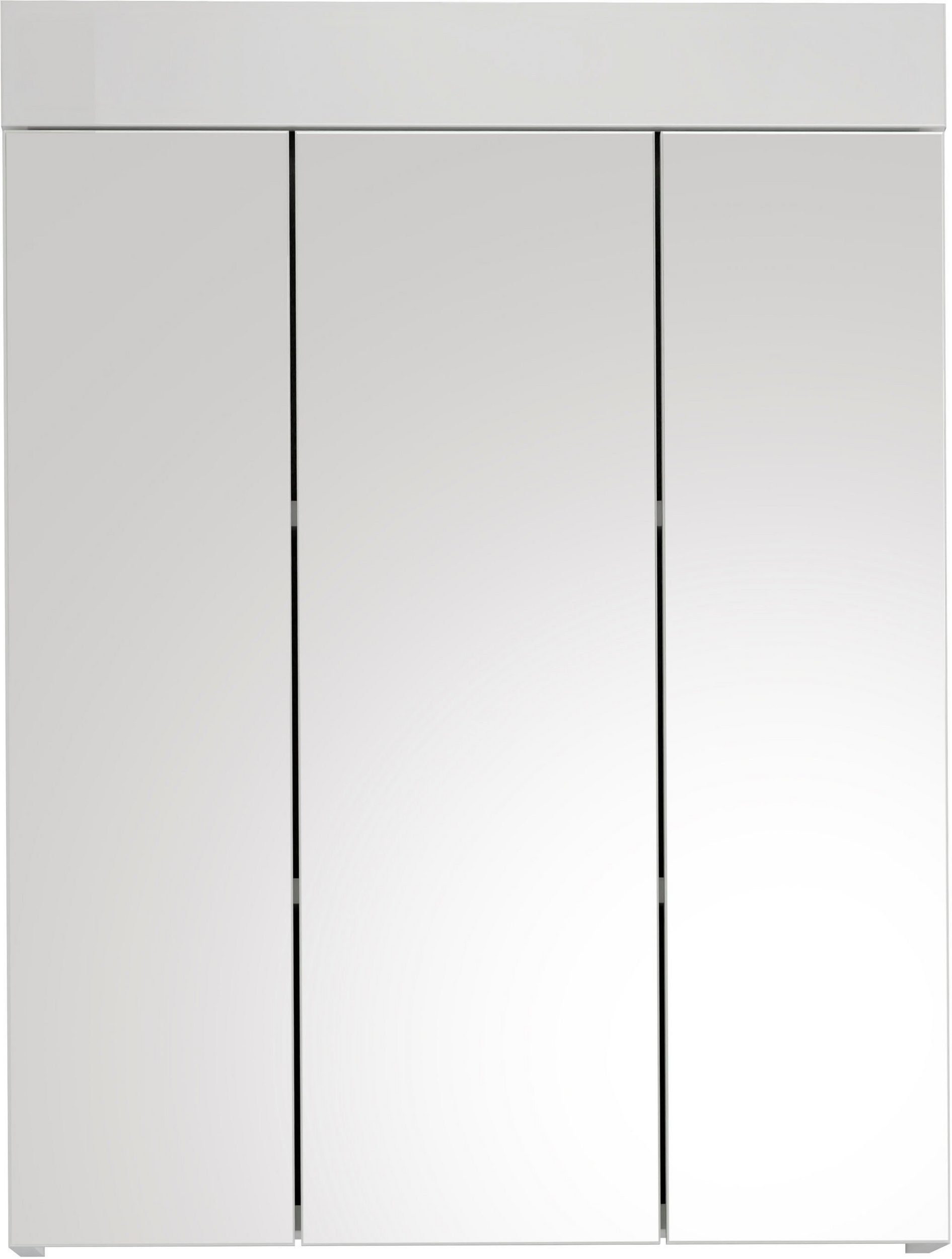 xonox.home Badezimmerspiegelschrank Snow (Badschrank 60x79 cm, 3-türig) weiß  Hochglanz, 9 Fächer