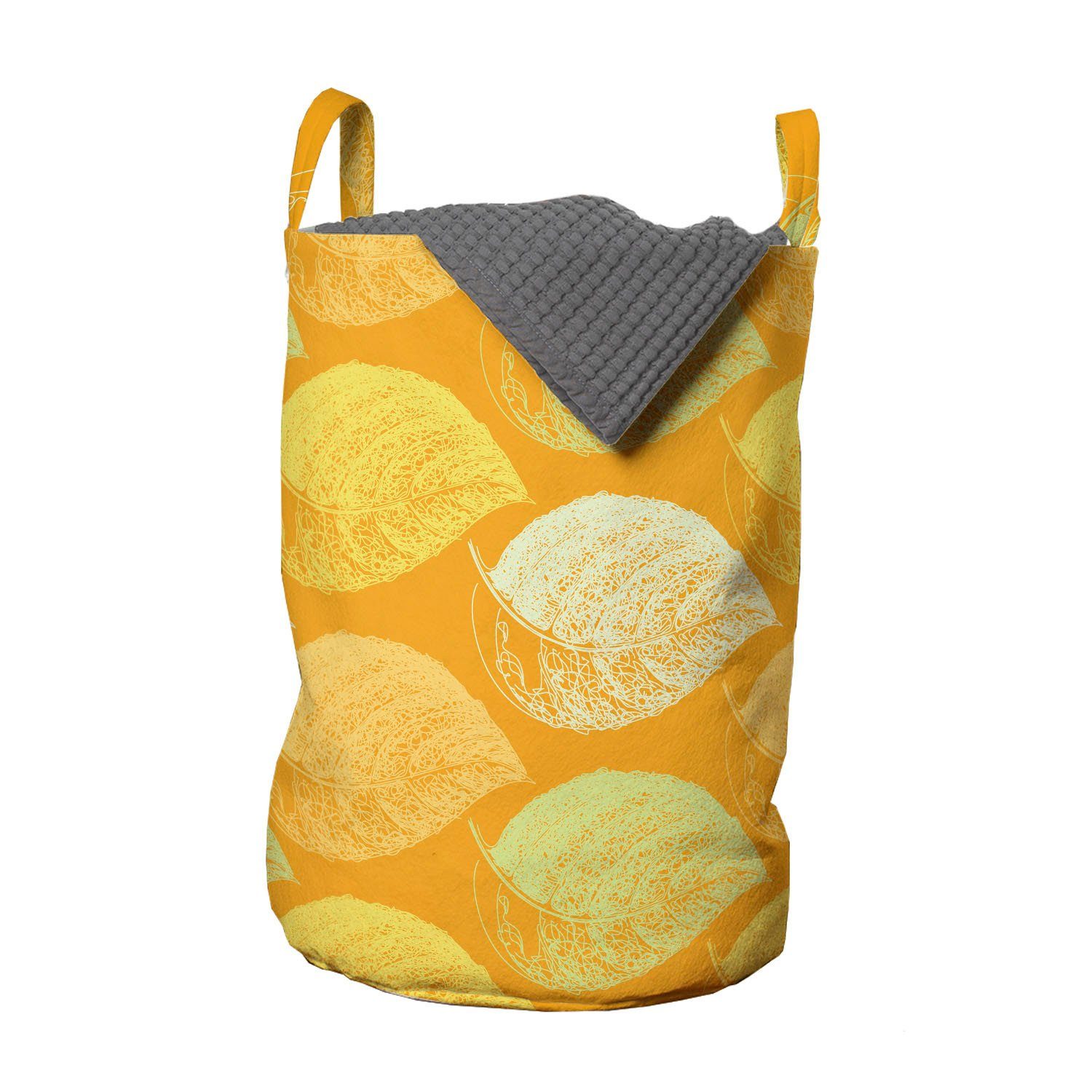 Abakuhaus Wäschesäckchen Wäschekorb mit Griffen Kordelzugverschluss für Waschsalons, Blatt Herbst-Jahreszeit Botanik | Wäschesäcke