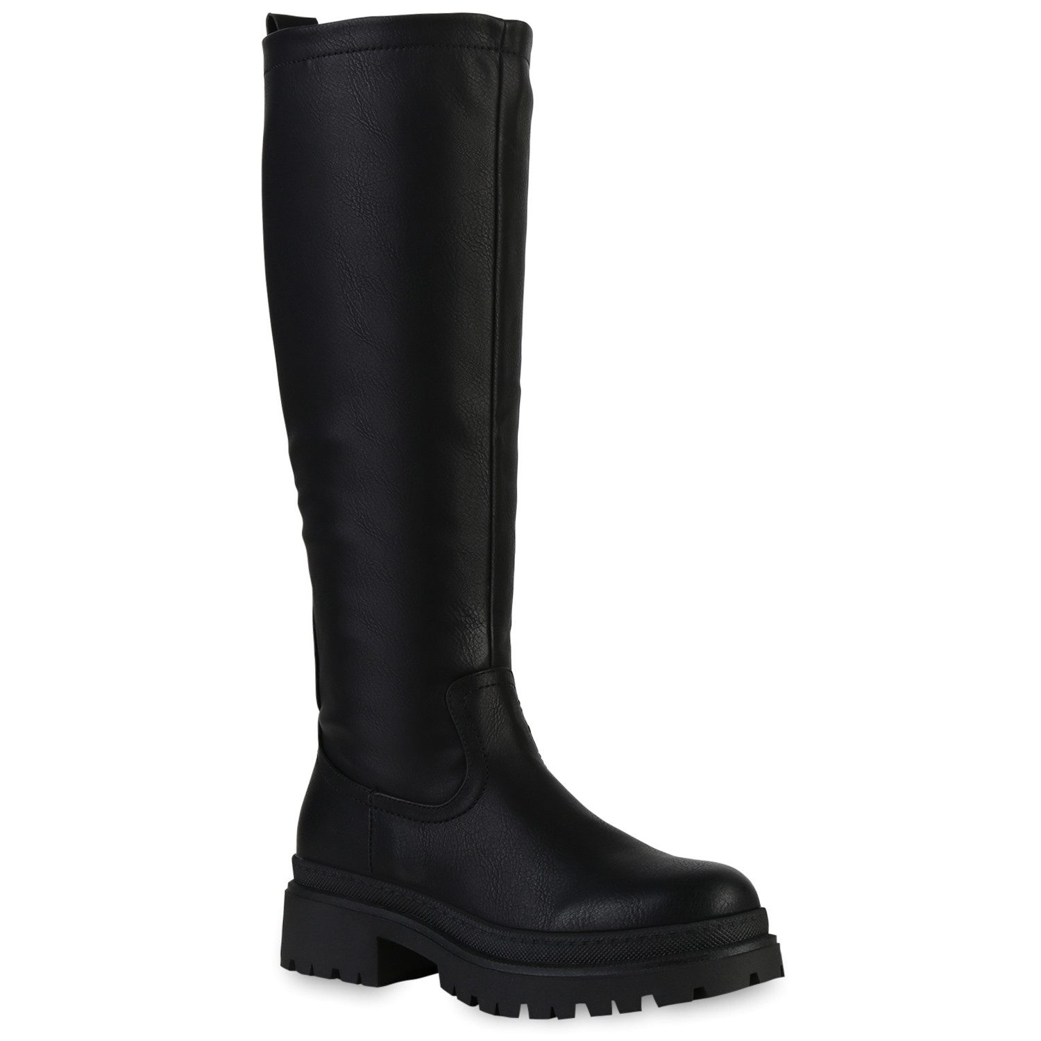 VAN HILL 839544 Plateaustiefel Damen Plateaustiefel Trendy Stiefel mit Profilsohle und Blockabsatz