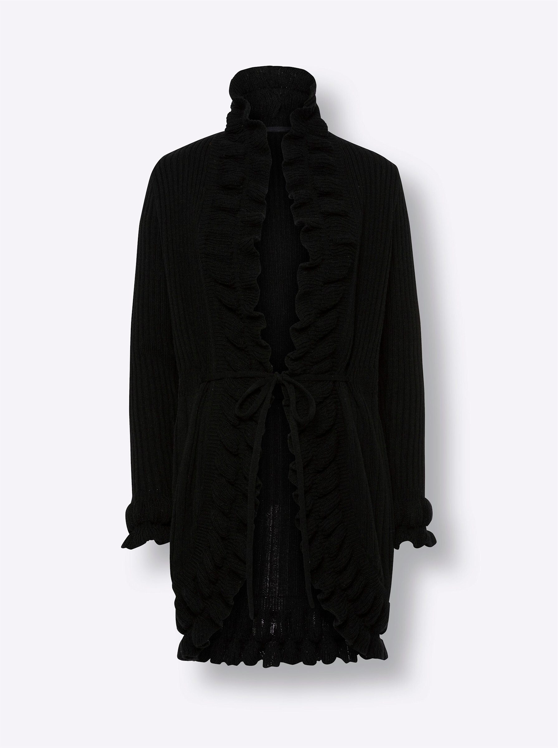 Strickjacke Strickmantel Langarm Feinstrick, Rippoptik