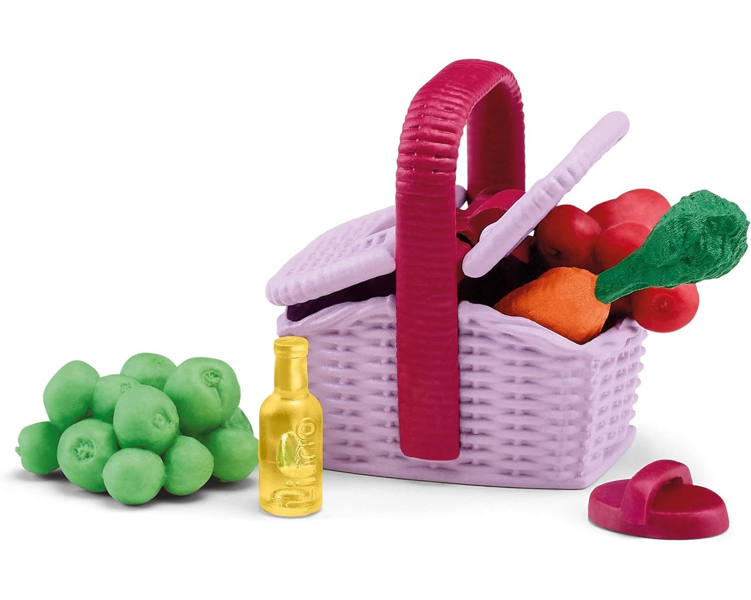 Schleich® Spielfigur Accessoires - Horse Club Stallpicknick, Picknickkorb, Äpfel, Flasche, Striegel & Karotte
