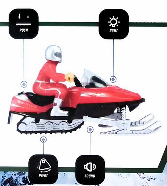 Toi-Toys Modellauto SCHNEEMOBIL mit Fahrer Licht Sound 12cm Spielzeug 45 (Grün), Maßstab 1:20 - 1:35, Wintersport Snowmobile