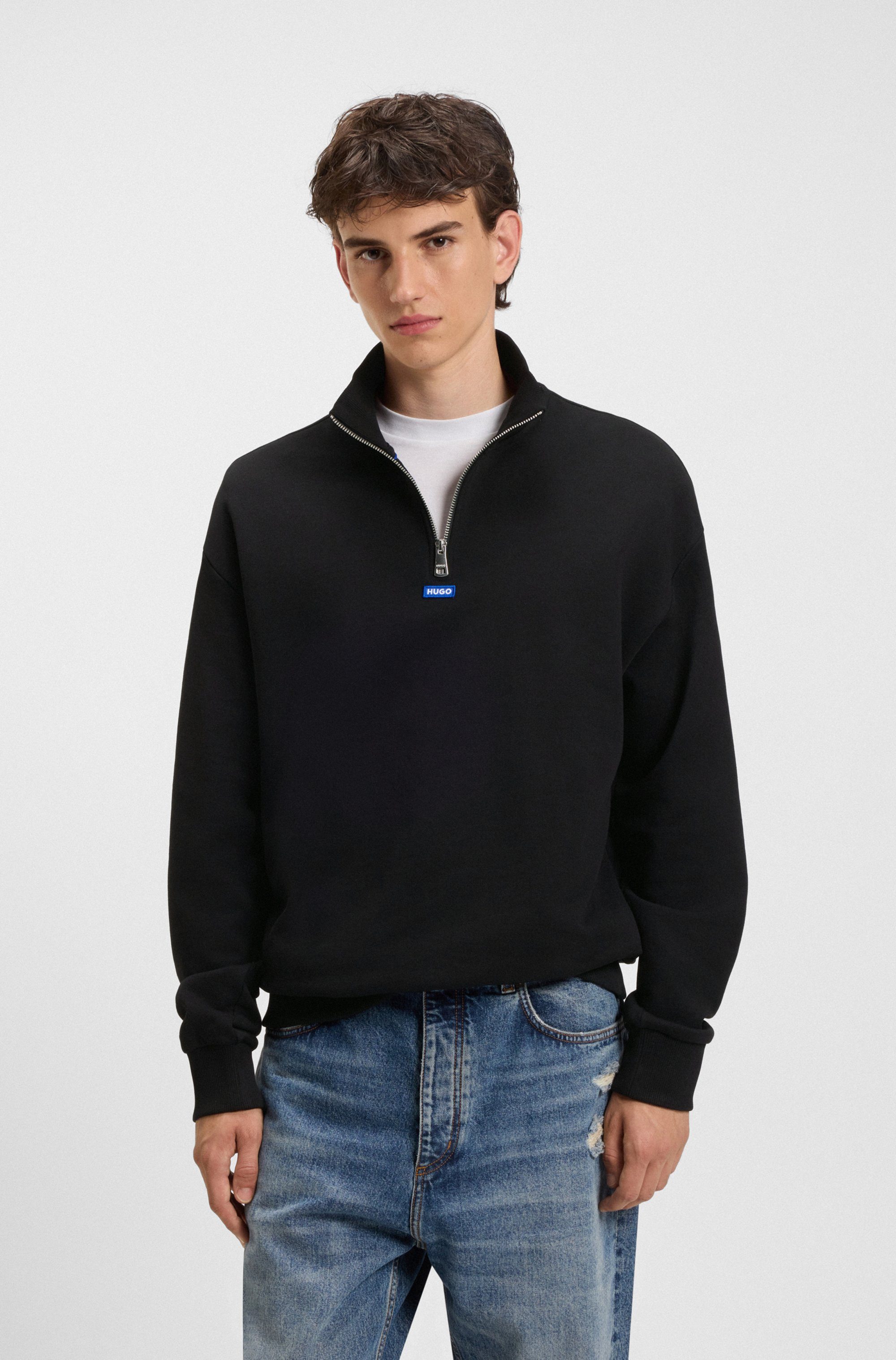 HUGO Sweatshirt Neeler mit Troyerkragen