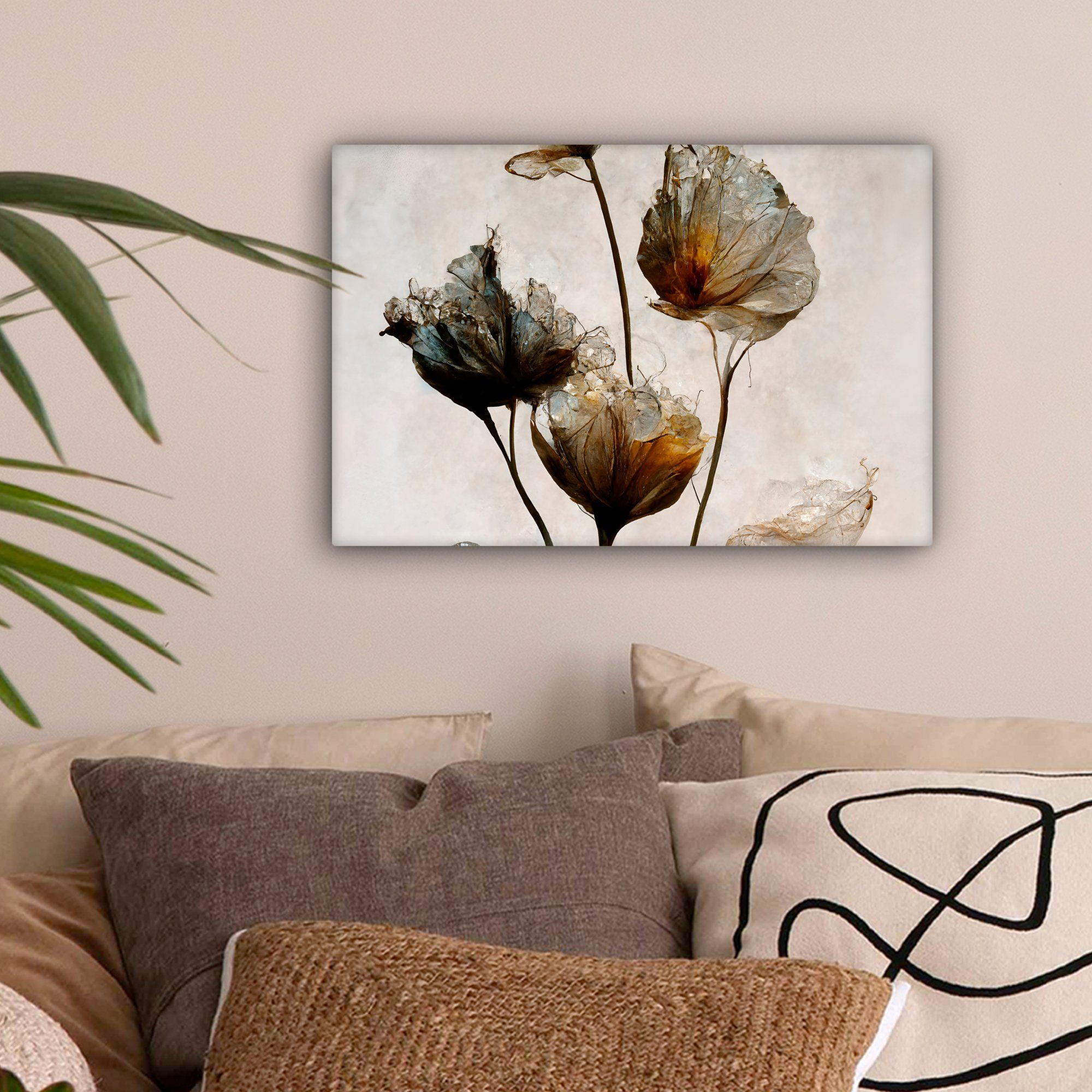 OneMillionCanvasses® Leinwandbild Vintage - Blumen - Pflanzen - Abstrakt, F günstig online kaufen
