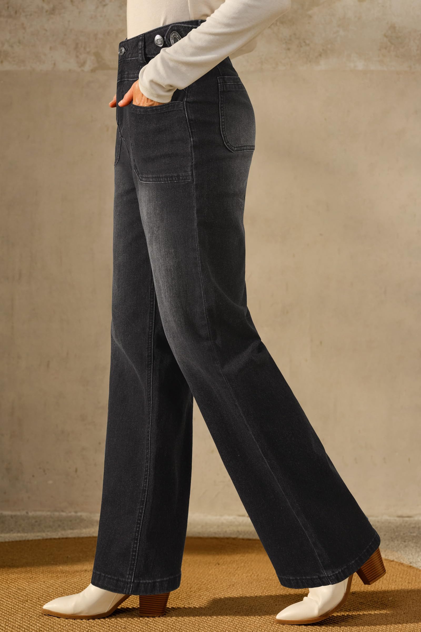 Arach&Cloz Taillenjeans Arach&Cloz Damen Jeans hohe Taille Palazzohose Rela günstig online kaufen