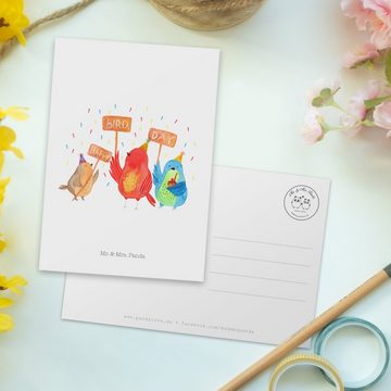 Mr. & Mrs. Panda Postkarte 1. Geburtstag Happy Bird Day - Weiß - Geschenk, Karte, Einladungskart, Langlebiger Druck