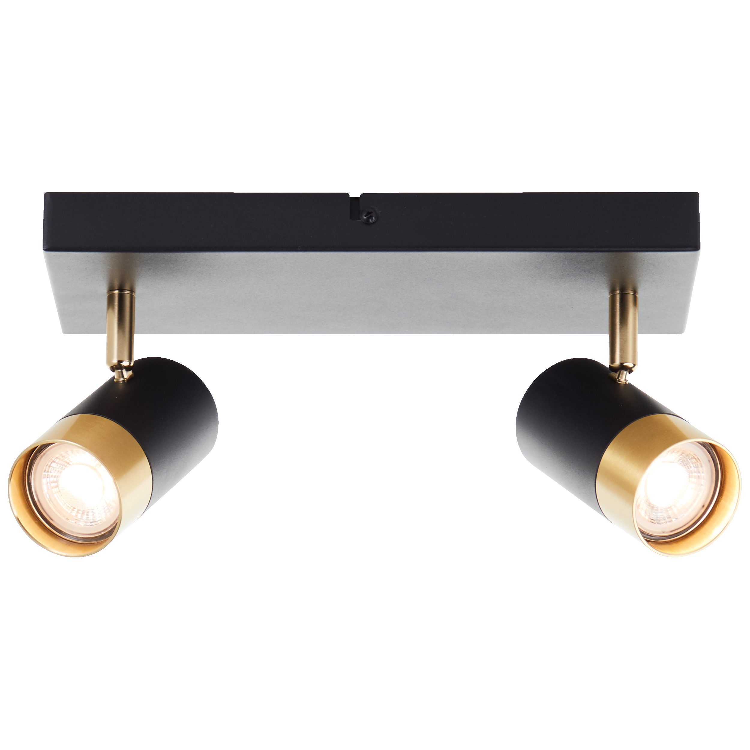 Lightbox Deckenstrahler, LED wechselbar, Warmweiß, LED Deckenspot, 33x15cm, 2x GU10, 350lm, 3000K, dimmbar, schwarz gold