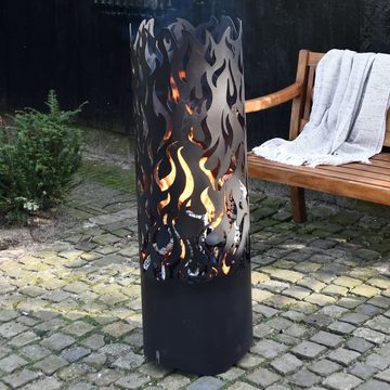 esschert design Feuerstelle Feuerfass Flames Kohlenstoffstahl Schwarz FF408