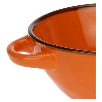 Rose & Tulpani Suppenschüssel mit Henkel 15 cm Concerto Orange, Steingut, (1-tlg), Handgefertigt, Backofengeeignet, Steingut