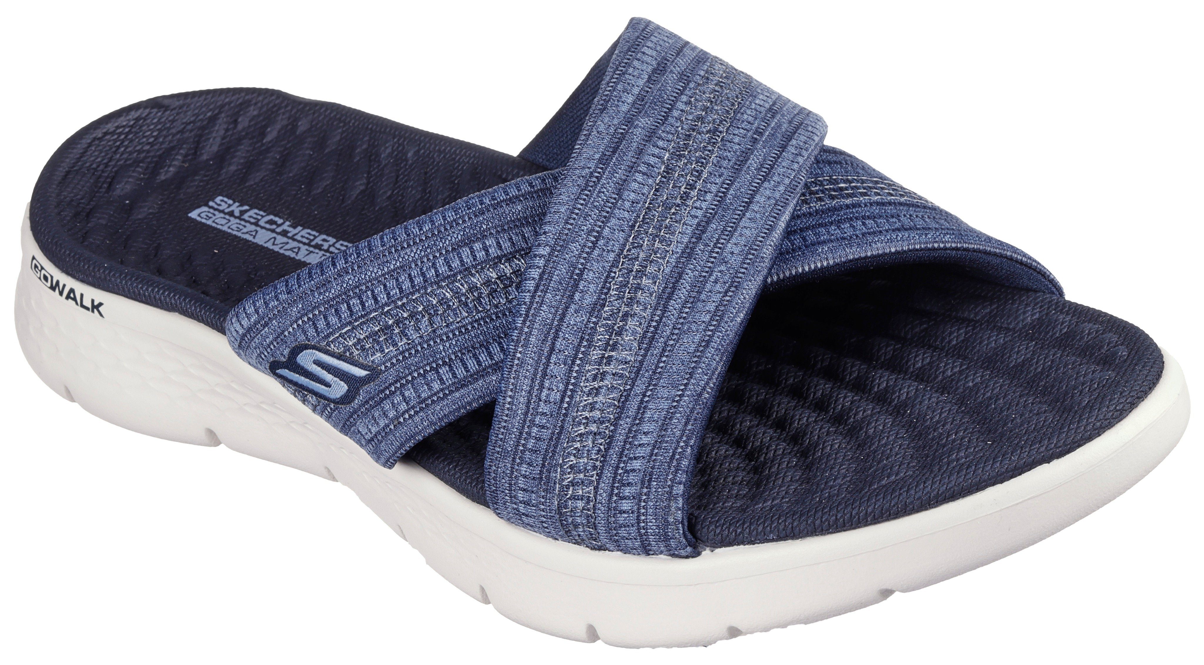 Skechers GO WALK FLEX SANDAL-BUTTERFLY BLISS Pantolette Keilabsatz, Sommerschuh, Schlappen mit Goga Mat Footbed