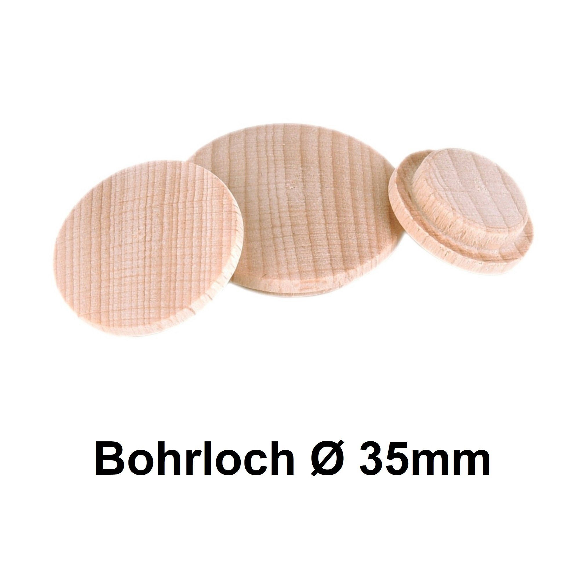 Prima-Online Abdeckkappe Holzabdeckkappen Holz Abdeckkappen Buche [10 - 35 mm] Bohrloch