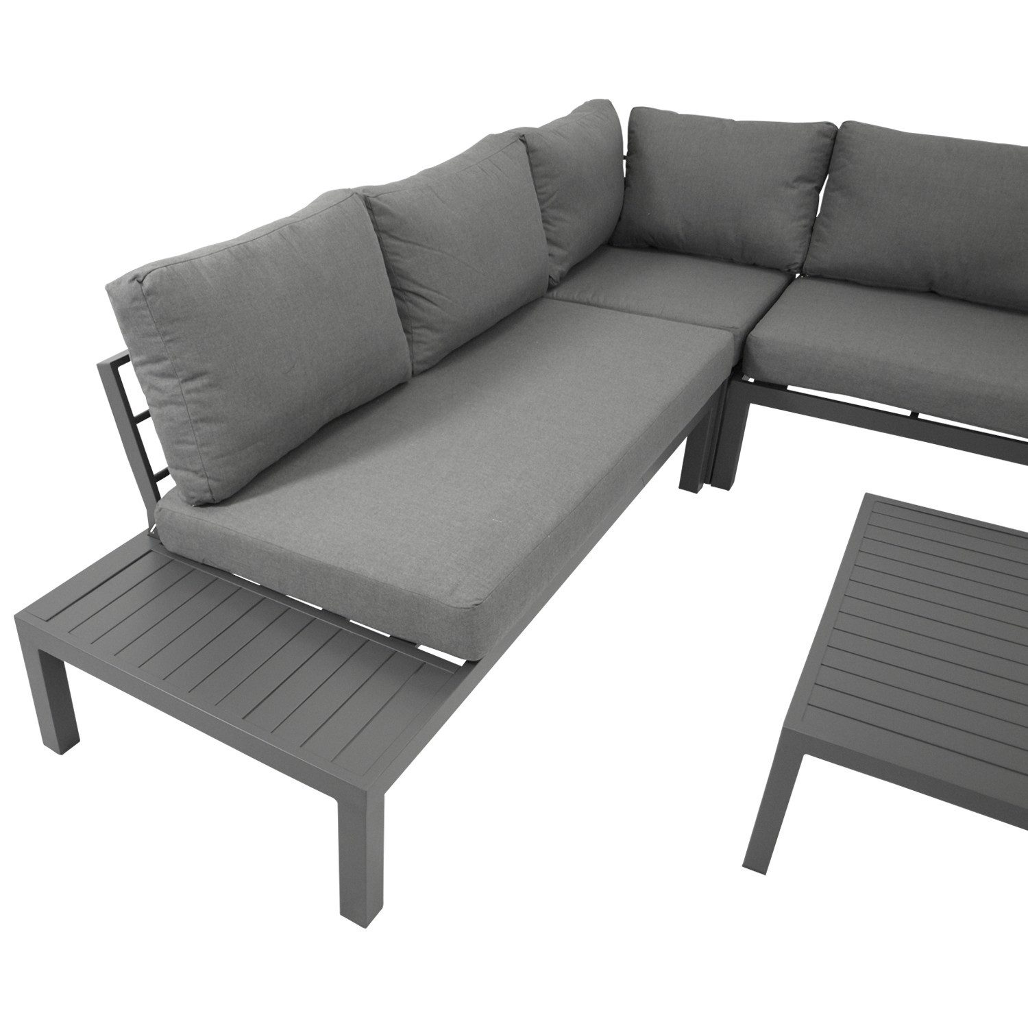 DEGAMO Gartenlounge-Set ROVIGNO, (1x Ecksofa, 1x Loungetisch), Aluminium anthrazit, mit Polstern, wetterfest