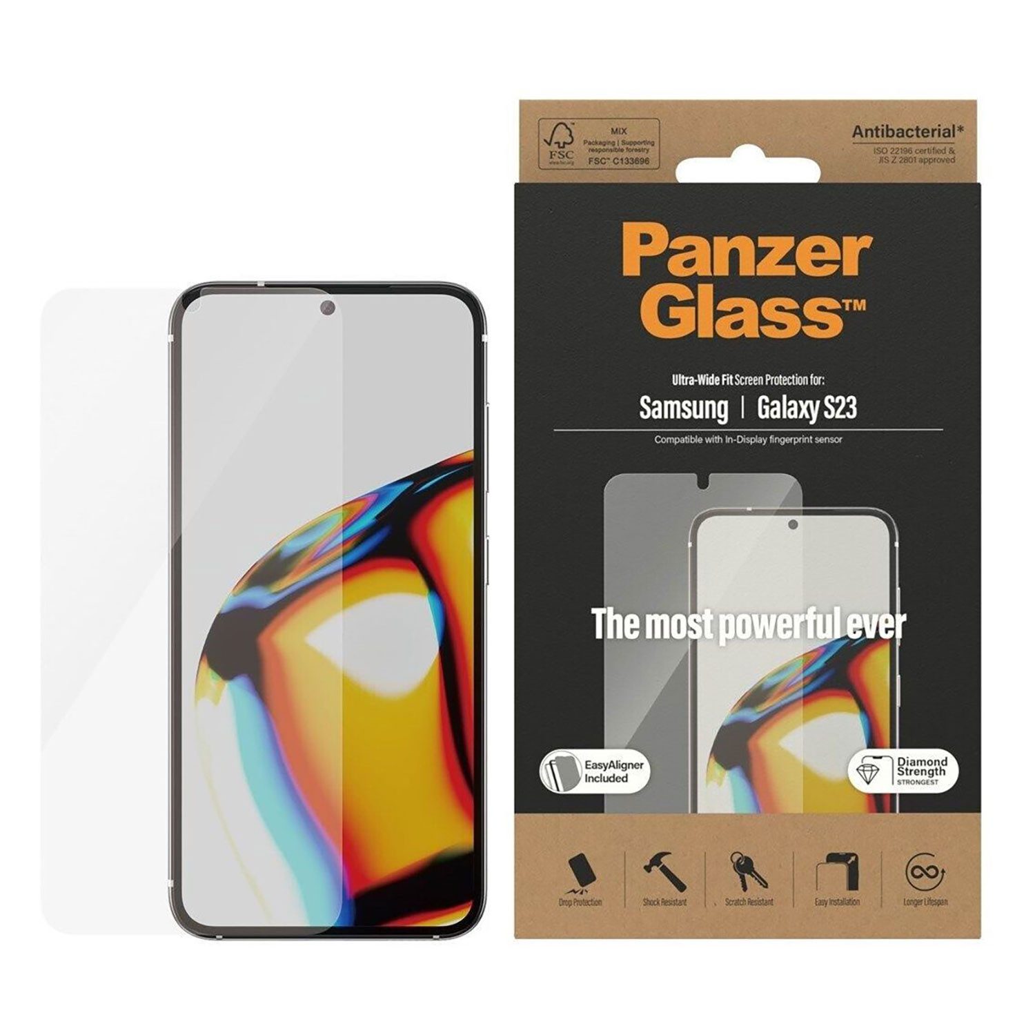 PanzerGlass Schutzfolie Displayschutz für Samsung Galaxy S23, (1-St), Bietet einen Rundum-Schutz für dein Handy