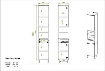 KADIMA DESIGN Hochschrank Hochschrank mit einstellbaren Fächern und Schublade, 34x34x190