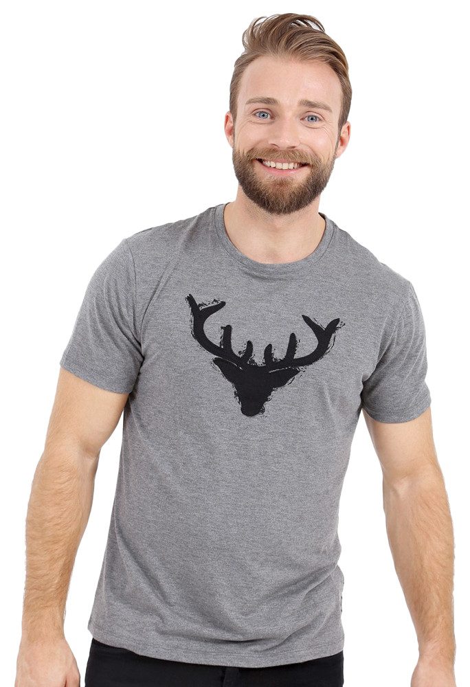 Krüger Madl T-Shirt Krüger BUAM T-Shirt Wilder Hirsch - Grau
