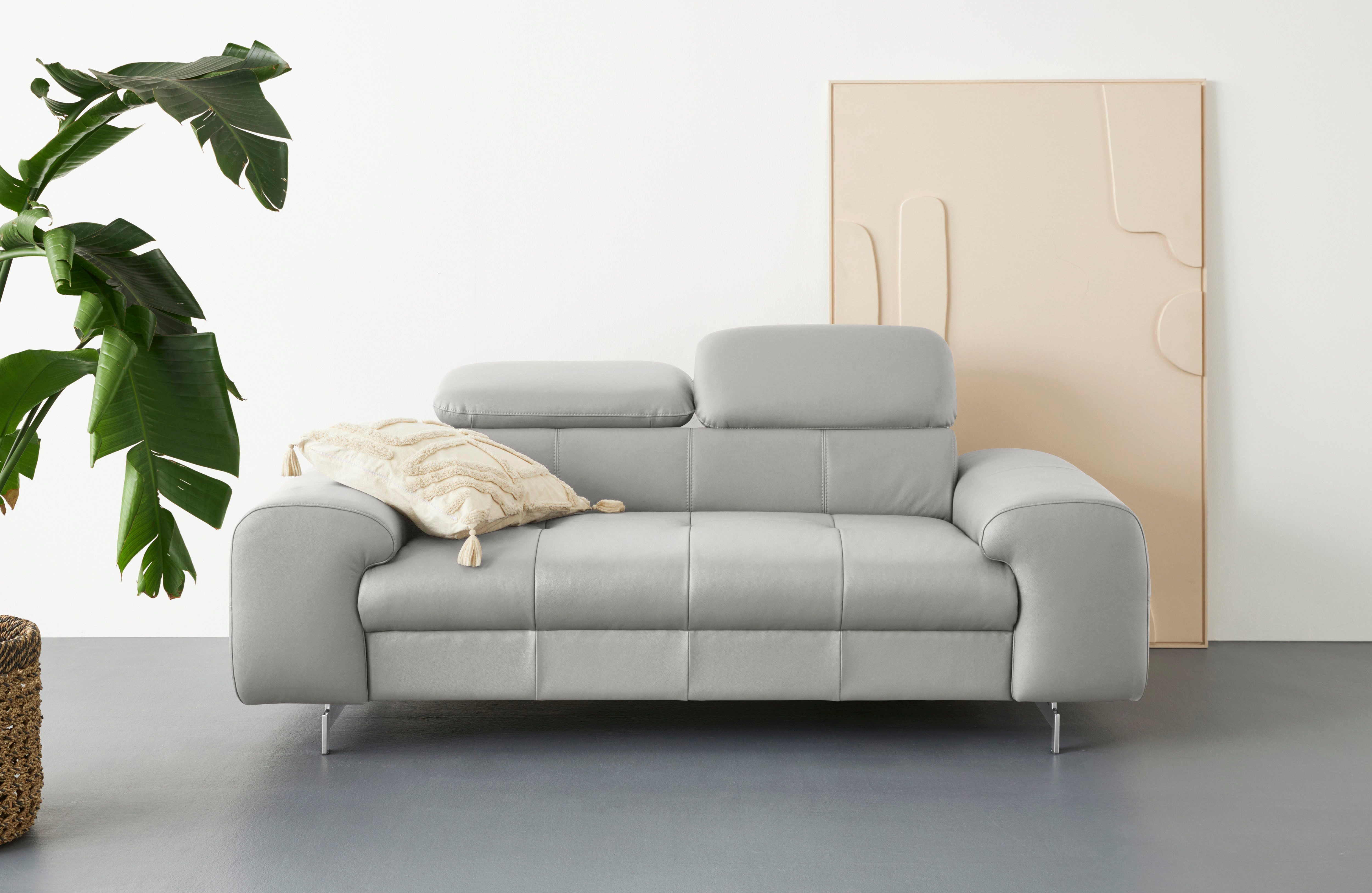 COTTA 2-Sitzer Chef, Big-Sofa mit Kopfteilverstellung, edle Metallkufen