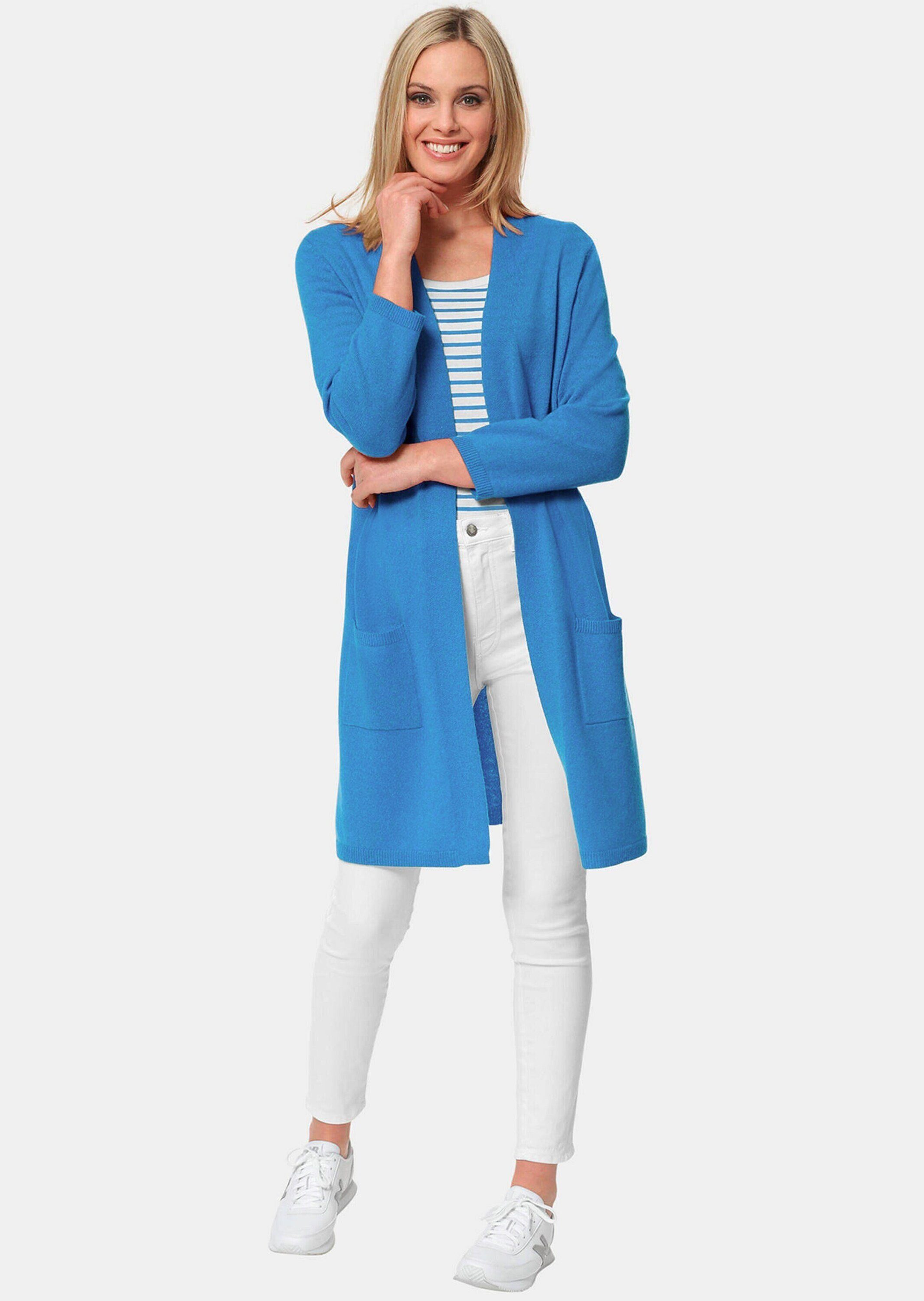 GOLDNER Strickjacke Kurzgröße: Kaschmir-Longstrickjacke mit Schlitzen Individuelles Design mit besonderem Kragen und Stecktaschen – Bild 4 von 5