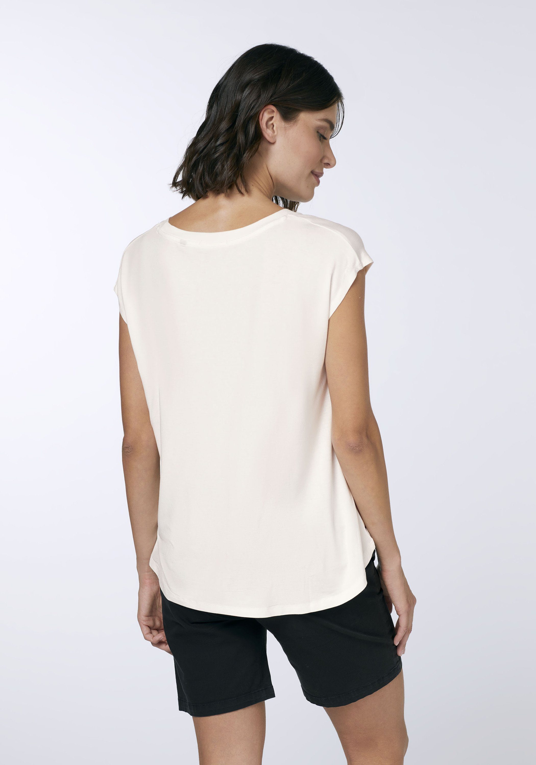 Star mit 1 Chiemsee T-Shirt Labelprint Print-Shirt aus Viskose-Elasthanmix White