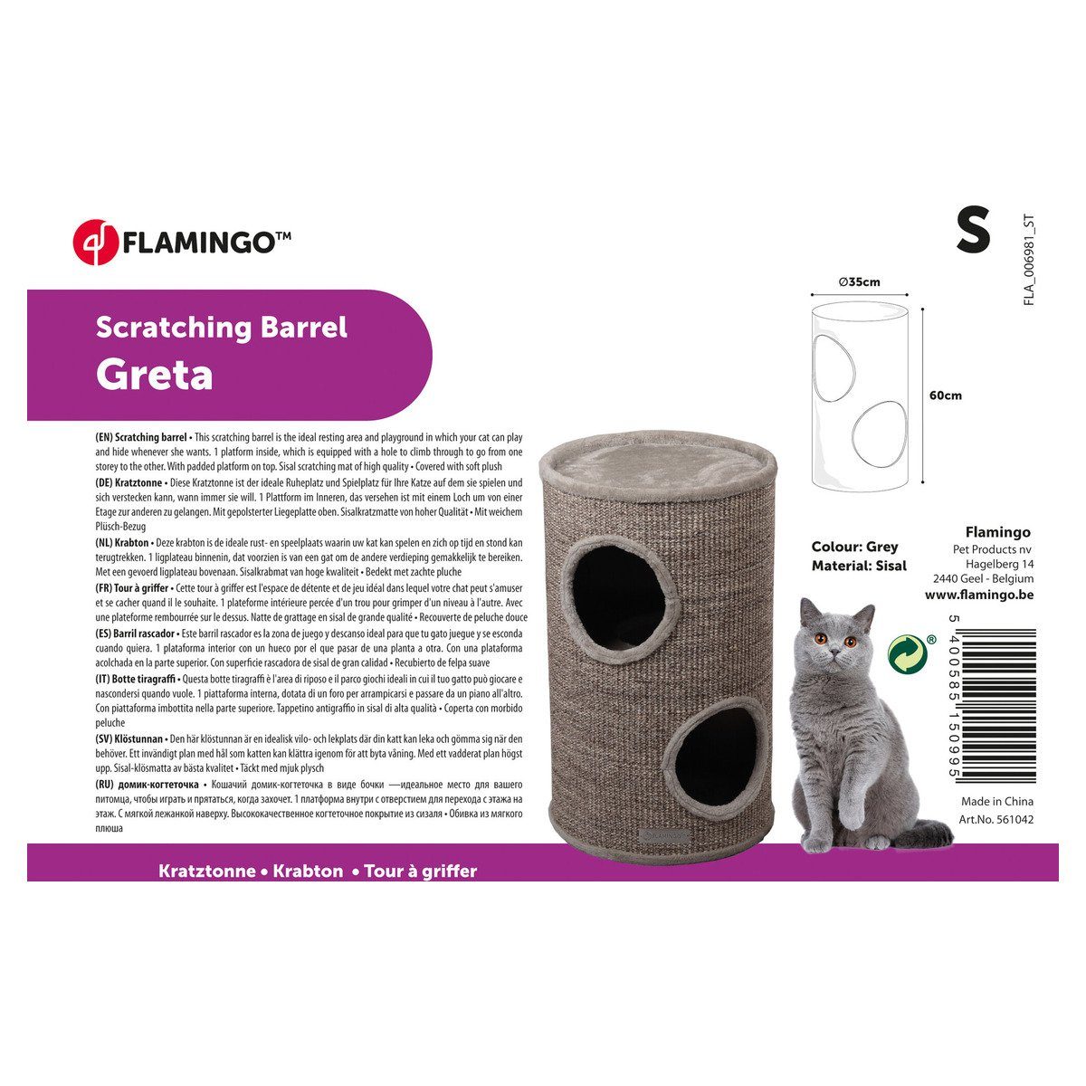 Flamingo Kratztonne Kratztonne Greta grau