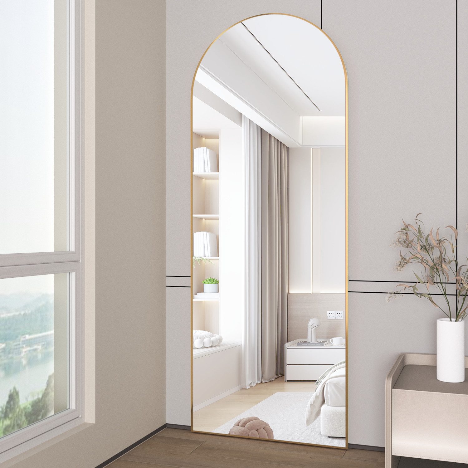 Elemango Ganzkörperspiegel gewölbter Bodenspiegel, großer Boden-Spiegel,mit günstig online kaufen