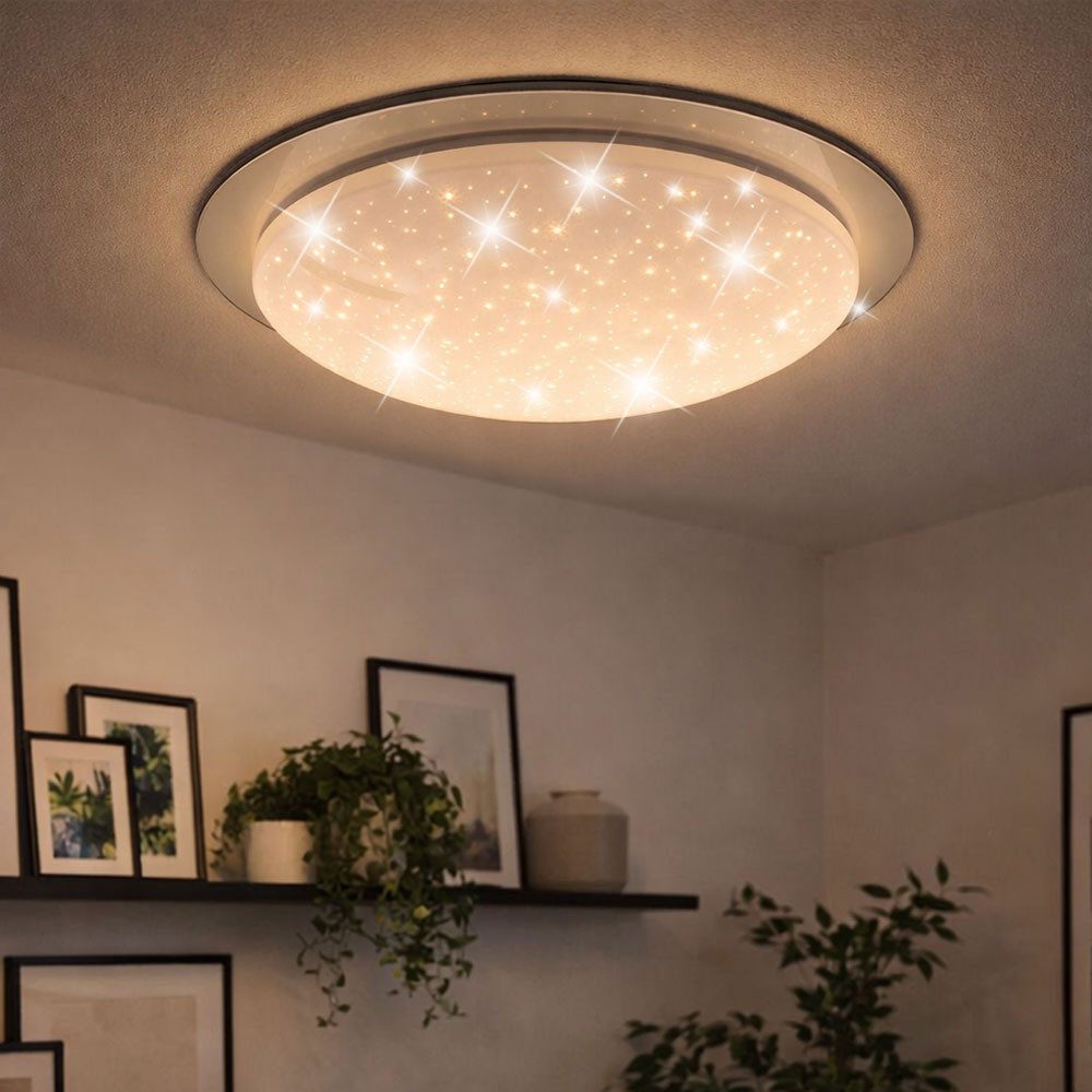 JUST LIGHT LED Deckenleuchte, LED-Leuchtmittel fest verbaut, Warmweiß, Neutralweiß, Tageslichtweiß, Deckenlampe Sternenhimmel Tageslichtlampe Decke
